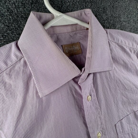 Gitman Bros Button Up Shirt Long Sleeve Men Pink Check 15 34 USA Made Cotton - Picture 7 of 16